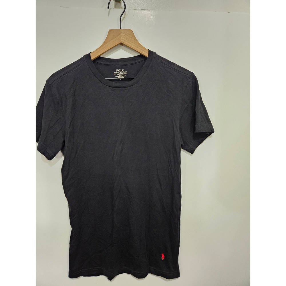 Polo Ralph Lauren Men's M Black Slim Fit T Shirt Red Pony Logo 100% Cotton